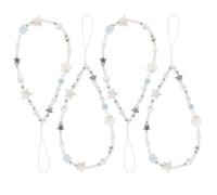 COSMEVIVI 4pièces Lanière de Téléphone Perles Bracelet pour Étui de Téléphone Dragonne Antidérapante avec Breloque pour Plage et Photographie