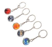COSMEVIVI 5pièces Porte-clés Lumineux Planète Système Solaire Lot Boules Verre Ornement Suspendu Pour Paquet Porte-clés Pratique Et Symbolique