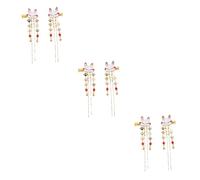 COSMEVIVI 6pièces Épingles à Cheveux Alliage Avec Franges De Thème Chinois Accessoires Vintage Élégants Pour Cheveux Forme De Masque Cartoon