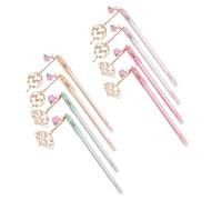 COSMEVIVI 8 Pièces Stylos Gel Fantaisie avec Pendentif Éventail Stylos Élèves pour Écriture Quotidienne et Couleurs Vert Blanc Rose Jaune