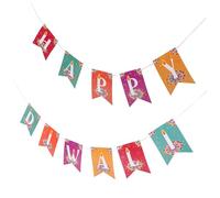 COSMEVIVI Banderole Papier Happy Diwali Décoration Festive pour Fête et Photo Backdrop Ornement Murale Joyeux Diwali avec Drapeaux pour Célébration et Ambiance Festive