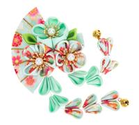 COSMEVIVI Barrette Cheveux Japonaise Tissu Forme Éventail avec Long Pompon pour Fille Accessoire pour Mariage et Fête