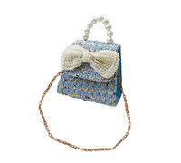 COSMEVIVI Cartable Toile de Lin Bag Beads Clã©s bluch Perles Girl Fille Porte-Monnaie pour Enfants pour Tout-Petit fourre-Tout Portefeuille Lin en Coton Blue