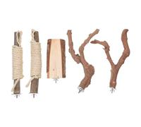 COSMEVIVI Ensemble de 5 Perchoirs en Bois pour Cage à Oiseaux | Perchoirs en Bois Naturel avec Corde pour Grands Perroquets, Aras Et Cacatoès | Support pour Jouer Et Prendre Soin des Griffes