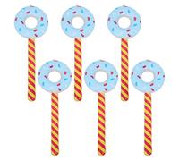 COSMEVIVI Lot de 6 décorations gonflables en forme de donuts : ballons donuts de 80 cm sur tige - Accessoires de décor sur le thème de l’univers des bonbons - Décorations gonflables pour fête