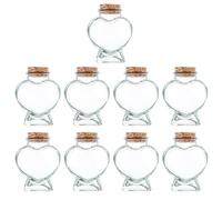 COSMEVIVI Lot de 9 bocaux en Verre en Forme de cœur : Petits flacons à souhaits, bocaux à Sorts, flacons à Message de 50 ML pour Cadeaux de Mariage, de Douche, contenants en Verre en Forme de cœur
