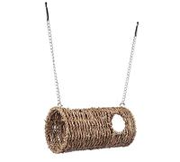 COSMEVIVI Maison Tunnel pour Hamster en Osier Tissé à La Main Nid Douillet avec Chaîne Suspendue Jouet pour Animaux De Compagnie Habitat Créatif pour Hamsters Et Hérissons pour Petits Rongeurs
