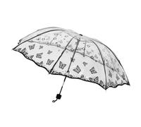 COSMEVIVI Parapluie Pliant Noir Imprimé Transparent, Léger Et Compact, Parapluie Voyage Polyvalent Pour Femmes Et Hommes, Protection Pluie Et Soleil Motif, Format Portable