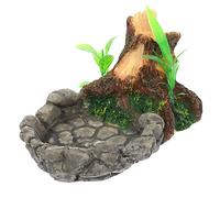 COSMEVIVI Terrarium pour Reptiles Bol Alimentation Et Eau Accessoire pour Tortues Et Petits Reptiles Design Imitation Roche pour Intérieur Stable Et