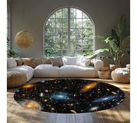 Cosmic antidérapant Chambre à Coucher Tapis Circulaire 120cm - Lavable Salon Tapis Ronds pour dortoir Patio Balcon Chevet Den Couloir Ferme