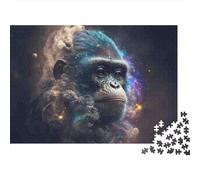 Cosmic Ape Portrait Colourful Mystic Dark Wolf Art 1000 Pieces Jigsaws Adults and Children Fun Activity for Rainy Days 52x38cm/1000pcs