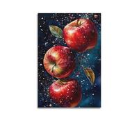 Cosmic Apples Odyssey - Impression sur toile de fruits céleste, décoration galactique pour chambre à coucher, salon, décoration murale artistique moderne à suspendre 20 x 30 cm