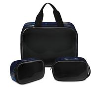 Cosmic Art Space Trousse de maquillage pour homme et femme - Translucide - 3 pièces - Trousse de toilette de voyage, couleur, XL, Trousse de maquillage