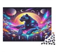 Cosmic Black Panther Puzzle 1000 pièces, félin néon, Puzzle Difficile pour Experts 70x50cm