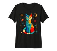 Cosmic Cat Constellation Géométrique Espace Cadeaux pour Amoureux des Chats T-Shirt Haut de Gamme