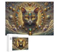 Cosmic Cat Mandala Art, 300 PCS Jeu D’Assemblage en Bois, Cadeau De Fin D’année; pour Partager Un Moment Autour De La Table