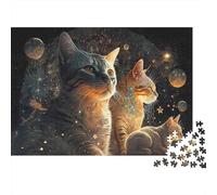 Cosmic Cats Fantasy Colourful Magical Cat Family Art 1000 Pieces Puzzle for Adults Unique Classic Educational Games 70x50cm/1000pcs