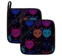 Cosmic Cats Lot de 2 maniques résistantes à la chaleur antidérapantes imprimées avec doublure en coton confortable pour homme et femme Lavable en machine