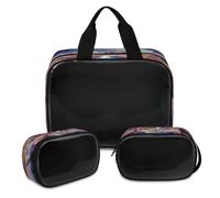 Cosmic City - Trousse de maquillage translucide pour homme et femme - Trousse de toilette de voyage - Trousse de toilette de voyage - 3 pièces, couleur, XL, Trousse de maquillage