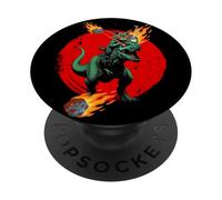 Cosmic Coffee Chat Amusant avec T-Rex et OVNI PopSockets PopGrip Adhésif