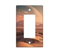 Cosmic Desert Plaques de protection pour interrupteur, dunes de sable coucher de soleil avec art de la planète pour décoration d'intérieur, plaques murales thermoplastiques, taille standard à bascule