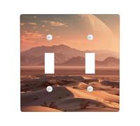 Cosmic Desert Plaques de protection pour interrupteur, dunes de sable coucher de soleil avec art de la planète pour décoration d'intérieur, plaques murales thermoplastiques, taille standard double