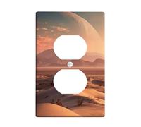 Cosmic Desert Plaques de protection pour interrupteur, dunes de sable coucher de soleil avec art de la planète pour décoration d'intérieur, plaques murales thermoplastiques, prise duplex simple de