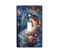 Cosmic Dragon Plaques de protection pour interrupteur de lumière/Couvercles de sortie, Accents muraux Galaxy Fantasy, Plaques murales thermoplastiques, taille standard simple à bascule