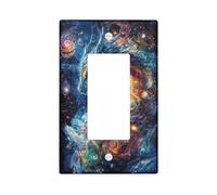Cosmic Dragon Plaques de protection pour interrupteur de lumière/Couvercles de sortie, Accents muraux Galaxy Fantasy, Plaques murales thermoplastiques, taille standard simple à bascule