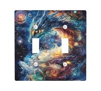 Cosmic Dragon Plaques de protection pour interrupteur de lumière/Couvercles de sortie, Accents muraux Galaxy Fantasy, Plaques murales thermoplastiques, taille standard Double bascule