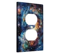 Cosmic Dragon Plaques de protection pour interrupteur de lumière/Couvercles de sortie, Accents muraux Galaxy Fantasy, Plaques murales thermoplastiques, prise duplex simple de taille standard