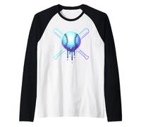 Cosmic Drip Baseball Graphic Blue Vaporwave Aesthetic Manche Raglan