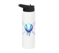 Cosmic Drip Baseball Graphic Blue Vaporwave Aesthetic Stainless Steel Insulated Water Bottle