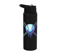 Cosmic Drip Baseball Graphic Blue Vaporwave Aesthetic Stainless Steel Insulated Water Bottle