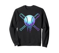 Cosmic Drip Baseball Graphic Blue Vaporwave Aesthetic Sweatshirt