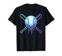 Cosmic Drip Baseball Graphic Blue Vaporwave Aesthetic T-Shirt