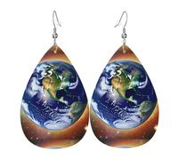 Cosmic Earth Paire de boucles d'oreilles pendantes en cuir synthétique pour femme
