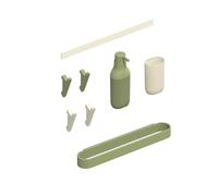 COSMIC Ensemble Modulaire pour Cuisine Alife Contenant 1 Rail Mural de 60 Cm White Pearl, 4 Crochets, 1 Distributeur de Savon, 1 Porte-brosses à Dents et 1 Porte-Serviettes en Anneau de 40 Cm