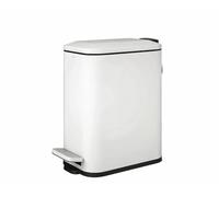 COSMIC Essentials Poubelle de Salle de Bain et Cuisine avec Système de Pédale de Design Moderne et Capacité de 5L. Poubelle avec Couvercle Rectangulaire et Petite pour Toilettes. Couleur Blanc Mat