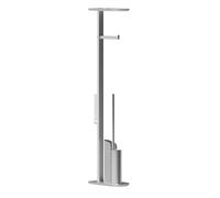 COSMIC Flat Porte-Papier Toilette à Base Plate avec Brosse de Toilette Ultra-Fine Intégrée pour Salle de Bain. Porte-Papier Toilette Autoportant avec Brosse de Toilette en Silicone, de Couleur Chrome
