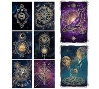 Cosmic Galaxy Lot de 8 inserts de coques pour liseuse électronique Motif espace céleste Pour étui transparent, astrologie, géométrie sacrée, nuit étoilée, cartes de décoration, cadeaux pour les