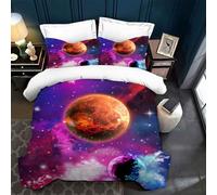 Cosmic Galaxy Theme Enfants Parure de lit,Mystrious Space Galaxy Star Set Housse de Couette,3D stellaire planète garçons Adolescents Housse de Couette (220 x 240 cm, A)