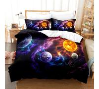 Cosmic Galaxy Theme Enfants Parure de lit,Mystrious Space Galaxy Star Set Housse de Couette,3D stellaire planète garçons Adolescents Housse de Couette (135 x 200 cm, B)