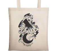 Cosmic God Hand Tattoo Ink Style Art Grab The Moon Sac fourre-tout en coton écologique naturel Beige