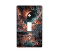 Cosmic Landscape Plaques de protection pour interrupteur de lumière, paysage céleste vibrant pour décoration murale, plaques murales thermoplastiques, taille standard à bascule simple