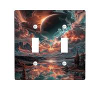 Cosmic Landscape Plaques de protection pour interrupteur de lumière, paysage céleste vibrant pour décoration murale, plaques murales thermoplastiques, taille standard à double bascule