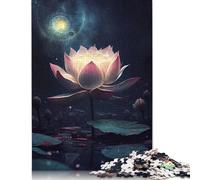 Cosmic Lotus Flower Pond Puzzle 1000 Pieces Cadeau Unique Jeu Éducatif Challenge Toy À De Qualité Supérieure Peinture Art pour Adultes Et Enfants À Partir De 14 Ans 1000pcs (38x26cm)