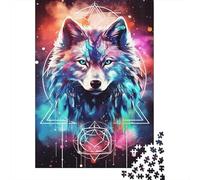 Cosmic Loup Puzzle 1000 Pieces Cadeau Unique Geometric Patterns Challenge Toy À De Qualité Supérieure Peinture Art pour Adultes Et Enfants À Partir De 12 Ans 1000pcs (75x50cm)