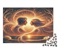 Cosmic Love 1000 Piece Puzzle for Adults: Heart-Shaped Couple Silhouette Fun and Challenging Family Game & Great Gift Idea 70x50cm/1000pcs