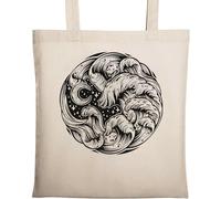 Cosmic Night Sky Space Stars Ocean Waves Sac fourre-tout en coton naturel écologique Beige